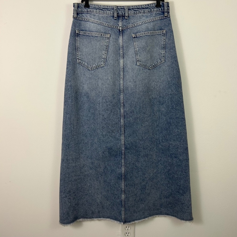 We The Free Free People Come As You Are Blue Denim Maxi Skirt Size 12 - Picture 2 of 9